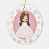 Brünette Rosa Prinzessin Keramik Ornament (Links)