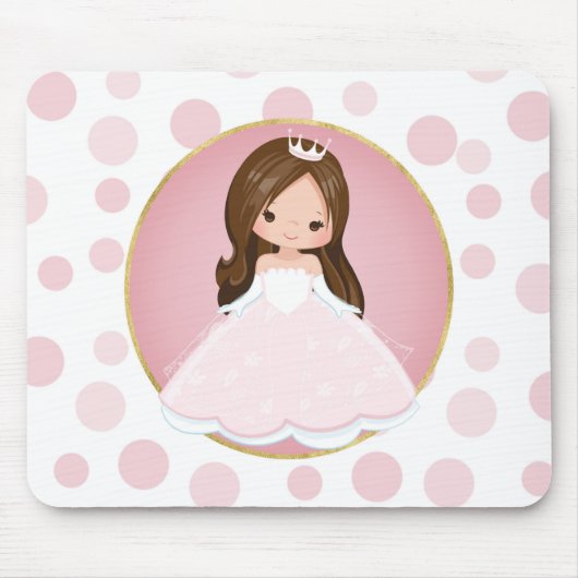 Brünette Rosa Prinzessin Mousepad (Vorne)
