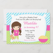 Brünette Ruhephase Slumber Party Geburtstag Einladung (Vorderseite)