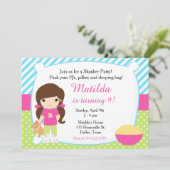 Brünette Ruhephase Slumber Party Geburtstag Einladung (Stehend Vorderseite)