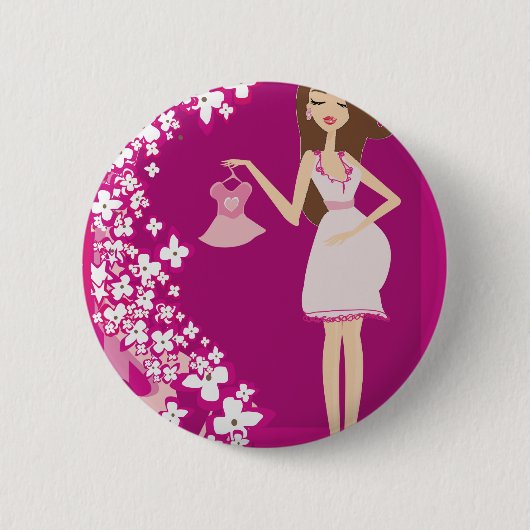 brünette Schwangere Button (Vorderseite)