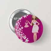 brünette Schwangere Button (Vorne & Hinten)