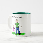 Brünette Tasse von Vater und Tochter (Namen anpass (Vorderseite Links)