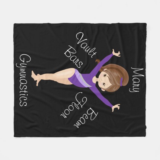 Brünette Turnastik, braune Augen, Lila Leotard F Fleecedecke (Vorderseite (Horizontal))