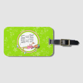 Brünette vertikale Königin des Grüns Gepäckanhänger (Vorderseite (Horizontal))