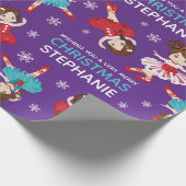 Brünette Weihnachtsballerina Geschenkpapier (Ecke)