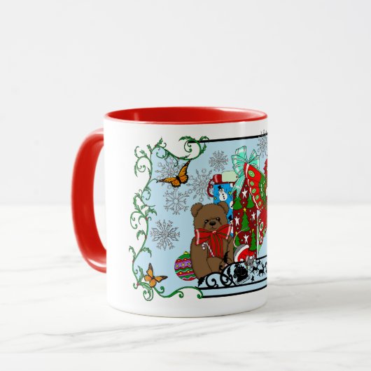 Brünette Weihnachtsmesse Tasse (Vorderseite Links)
