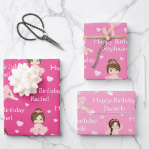Brünette Wrackpapier für Ballerina Geschenkpapier Set