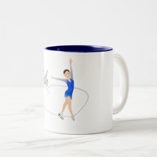 Brünette Zahl Skater personalisiert Zweifarbige Tasse (VorderseiteRechts)