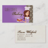 Brünetter Bäcker-lila Schale backt Geschäfts-Karte Visitenkarte (Vorne/Hinten)