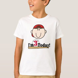 Brünetter Baseball-3. Geburtstag T-Shirt