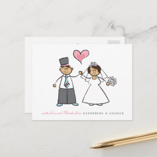 Brünetter Cartoon Ehemann Mr. & Mrs. Wedding Viele Postkarte