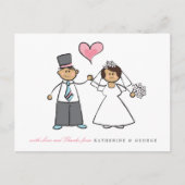 Brünetter Cartoon Ehemann Mr. & Mrs. Wedding Viele Postkarte (Vorderseite)