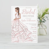 Brünetter Glitzer Glam Bride Brautparty Einladung (Stehend Vorderseite)