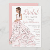 Brünetter Glitzer Glam Bride Brautparty Einladung (Vorne/Hinten)