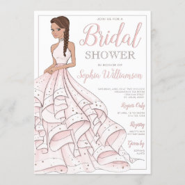 Brünetter Glitzer Glam Bride Brautparty Einladung