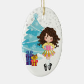 Brünetter Irish Dancer Winter Weihnachtsfeiertag Keramik Ornament (Rechts)