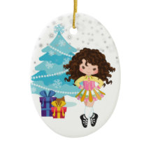 Brünetter Irish Dancer Winter Weihnachtsfeiertag