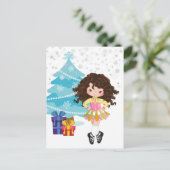 Brünetter Irish Dancer Winter Weihnachtsfeiertag Postkarte (Stehend Vorderseite)