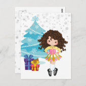 Brünetter Irish Dancer Winter Weihnachtsfeiertag Postkarte (Vorne/Hinten)