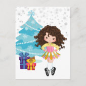 Brünetter Irish Dancer Winter Weihnachtsfeiertag Postkarte (Vorderseite)