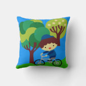 Brünetter Junge auf Fahrradkissen Kissen (Rückseite)