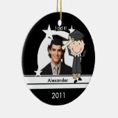 Brünetter Junge-Graduate, individueller Foto-Keepa Keramik Ornament (Rechts)