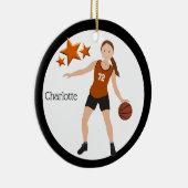 Brünetter Mädchen-Basketball-Spieler orange und Keramik Ornament (Rechts)