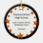 Brünetter Mädchen-Basketball-Spieler orange und Keramik Ornament (Hinten)