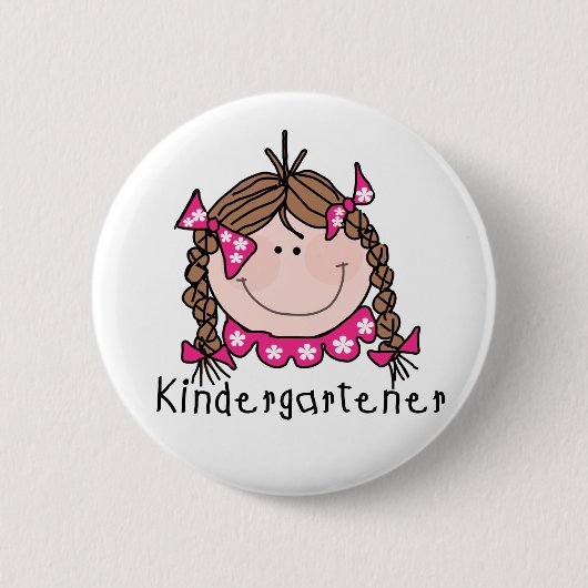 Brünetter MädchenKindergartener Button (Vorderseite)