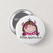 Brünetter MädchenKindergartener Button (Vorne & Hinten)