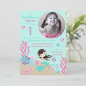 Brünetter Mermaid Einladung (Stehend Vorderseite)