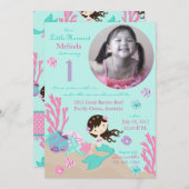 Brünetter Mermaid Einladung (Vorne/Hinten)