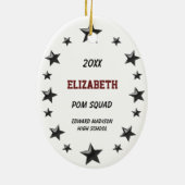 Brünetter Pom Squad in Black & Maroon Keramikornament (Hinten)