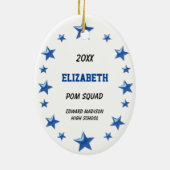 Brünetter Pom Squad in Schwarz, Blau und Weiß Keramikornament (Hinten)