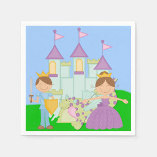 Brünetter Prinz und Prinzessin Papierservietten