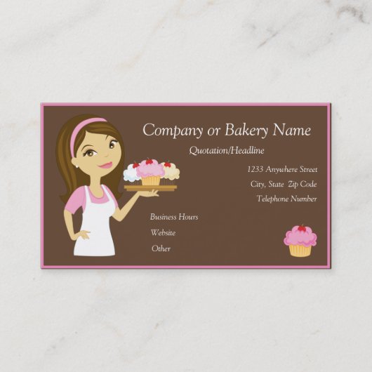 Brünetter/rosa Visitenkarte (Vorderseite)