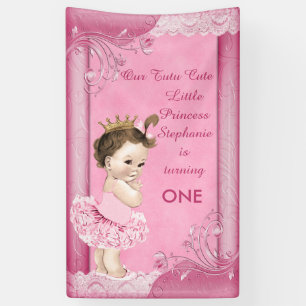 Brünettes 1. Geburtstags-Imitat Prinzessin-Tutu Banner