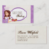 Brünettes Bäcker auf Lila Cup Cakes Visitenkarte (Vorne/Hinten)