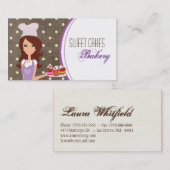 Brünettes Bäcker auf Lila Cup Cakes Visitenkarte (Vorne/Hinten)
