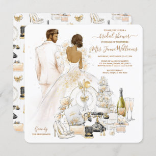 Brünettes Brautparty der Dunkelhaut Einladung