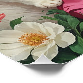 Brünettes Button mit Niedlichem White Cat Poster (Ecke)