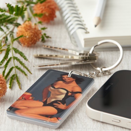 Brünettes Button Schlüsselanhänger (Vorderseite rechts)