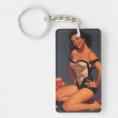 Brünettes Button Schlüsselanhänger (Vorderseite)