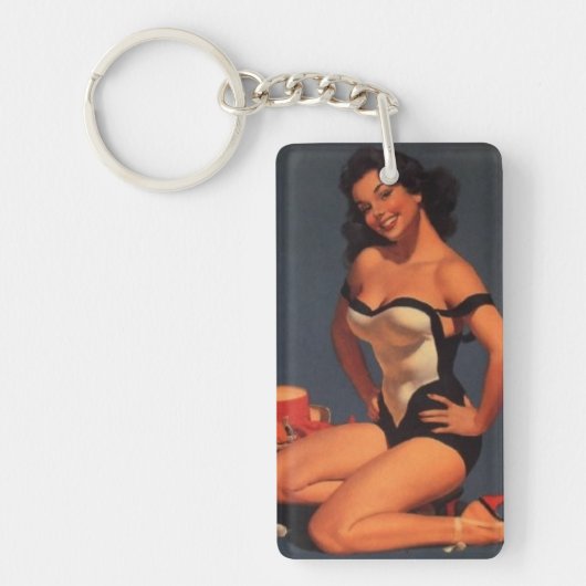 Brünettes Button Schlüsselanhänger (Vorderseite)