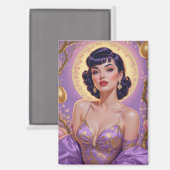 Brünettes Button-Up Ostereier Gold und Lila Magnet (Vorderseite/Rückseite)