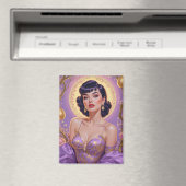 Brünettes Button-Up Ostereier Gold und Lila Magnet (In Situ (Geschirrspüler))