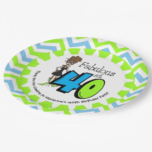 Brünettes fabelhaftes bei 40 40. pappteller (Schrägansicht)