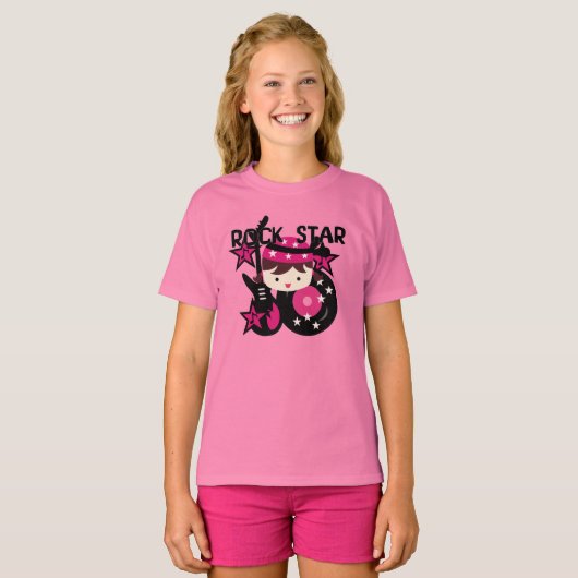 Brünettes Felsen-Stern-Mädchen T-Shirt (Vorne ganz)
