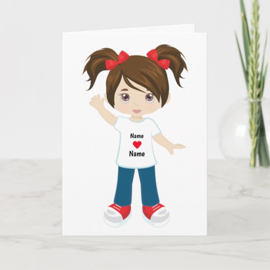 Brünettes Girl mit Blank Card personalisieren Karte (Vorderseite)